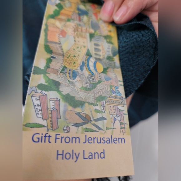 NWT Jerusalem Teal Floral Butterfly Patterned Cashmere Shawl with Fringe - Picture 4 of 4